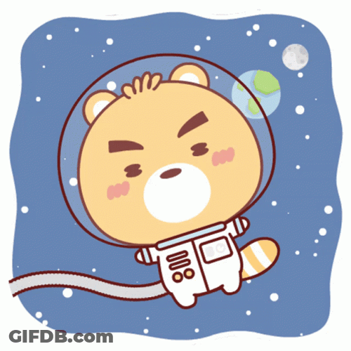 Cartoon Bear Astronaut In Outer Space GIF
