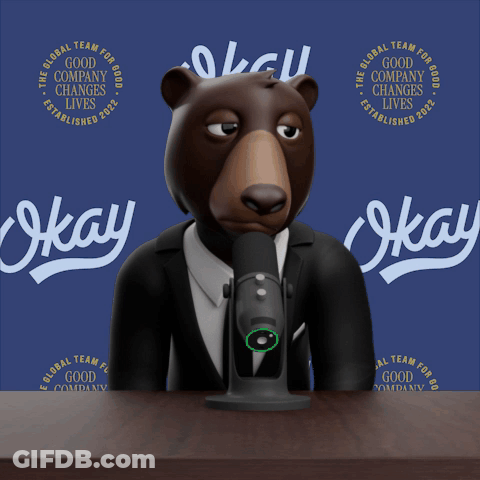 Cartoon Bear At Microphone Job's Not Finished GIF