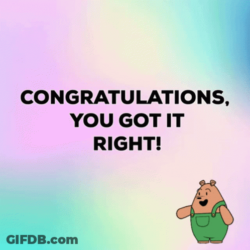 Cartoon Bear Congratulations You Got It Right GIF