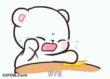 Cartoon Bear Crying At Table Saying Bye GIF