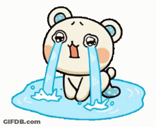 Cartoon Bear Crying On Puddle GIF