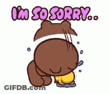 Cartoon Bear Crying Says I'm So Sorry GIF