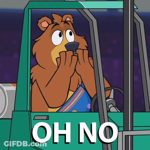 Cartoon Bear Driving Green Truck With Oh No GIF