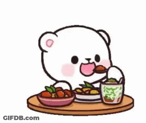 Cartoon Bear Eating And Drinking Tea GIF