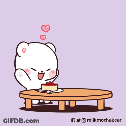 Cartoon Bear Eating Cake GIF