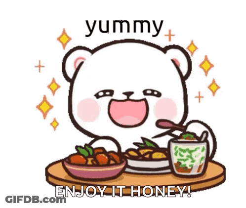 Cartoon Bear Eating Food Yummy Enjoy It Honey GIF