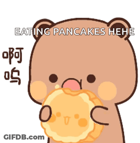 Cartoon Bear Eating Pancakes GIF