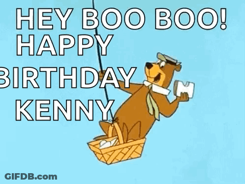 Cartoon Bear Flying Hot Air Balloon Happy Birthday GIF