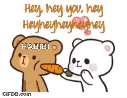 Cartoon Bear Giving Carrot With Hey Habibi GIF