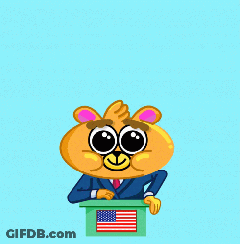 Cartoon Bear Giving Speech For Happy Presidents' Day GIF