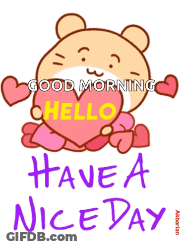 Cartoon Bear Heart Good Morning Have Nice Day GIF