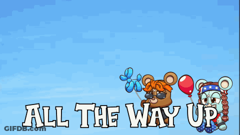 Cartoon Bear Holding Balloon All The Way Up GIF
