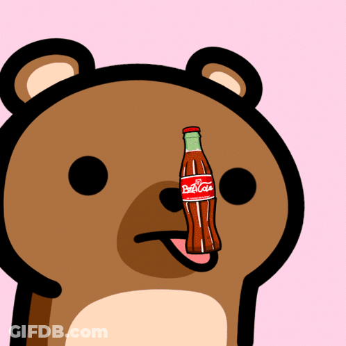 Cartoon Bear Holding Coca Cola Bottle GIF