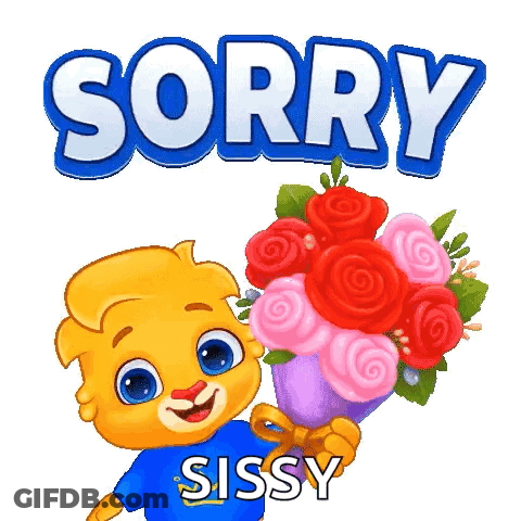 Cartoon Bear Holding Flowers Says Sorry GIF