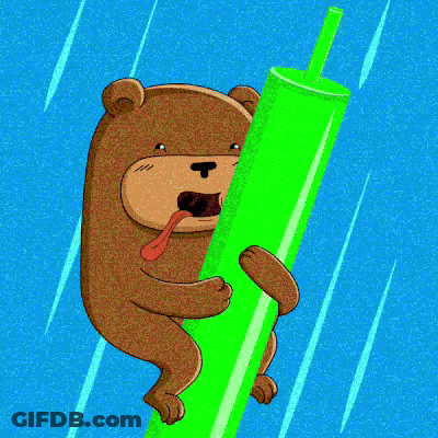 Cartoon Bear Holding Green Tube GIF
