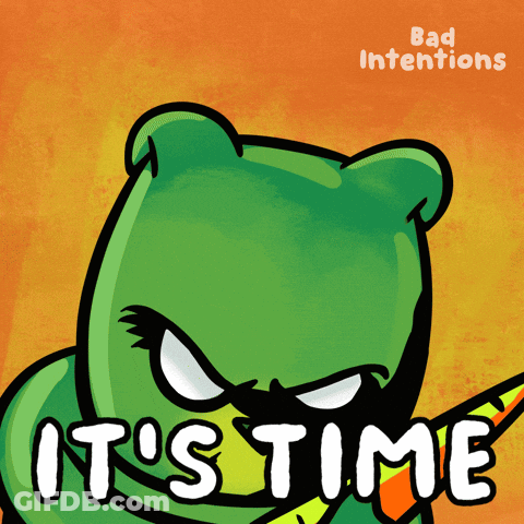 Cartoon Bear Holding Guitar It's Time GIF