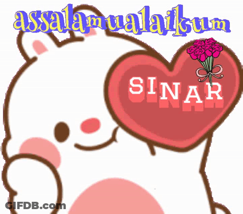 Cartoon Bear Holding Heart Saying Sinar GIF