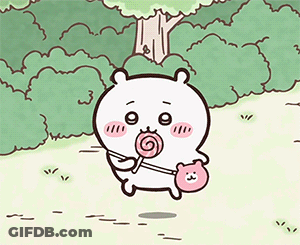 Cartoon Bear Holding Pink Lollipop And Purse GIF