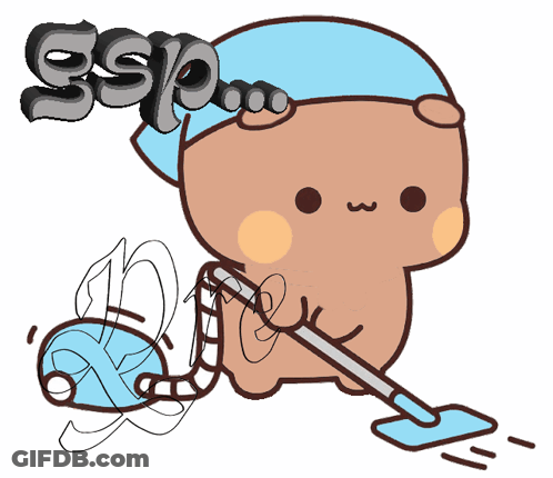 Cartoon Bear Holding Vacuum Cleaner With Ssp GIF