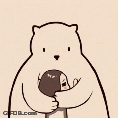 Cartoon Bear Hugging Man GIF