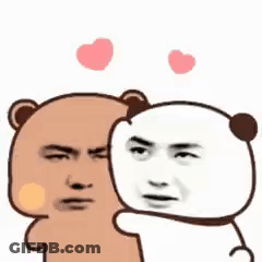 Cartoon Bear Hugging Panda With Hearts GIF
