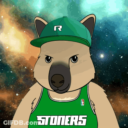 Cartoon Bear In Green Stoner Shirt GIF