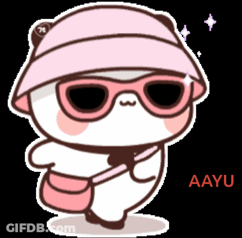 Cartoon Bear In Pink Hat And Sunglasses Aayu GIF