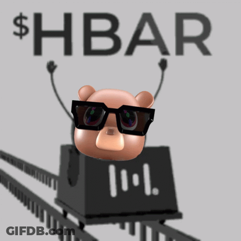 Cartoon Bear In Sunglasses On Roller Coaster With Hbar GIF