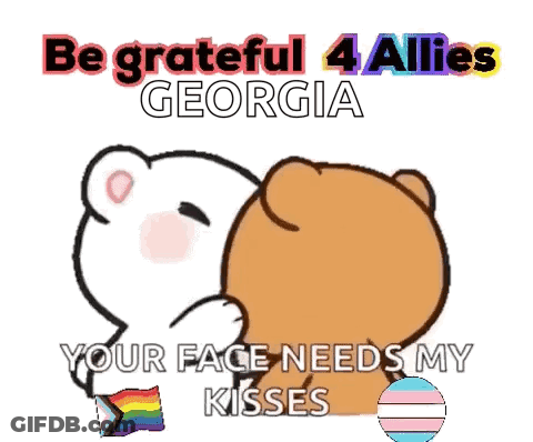 Cartoon Bear Kissing Another Be Grateful GIF