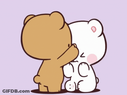 Cartoon Bear Kissing White Bear GIF