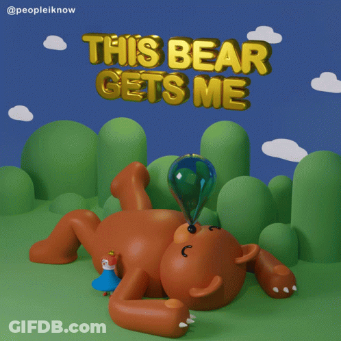 Cartoon Bear Laying Down With Balloon GIF