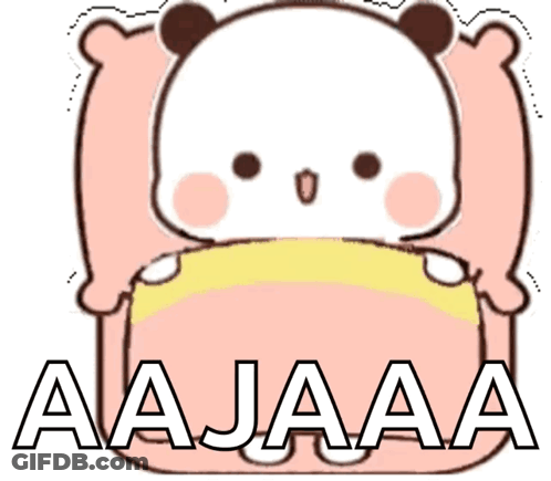 Cartoon Bear Laying On Pink Pillow With Aajaa GIF