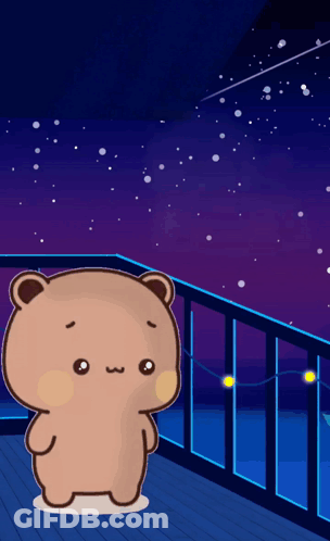 Cartoon Bear Looking At Stars GIF