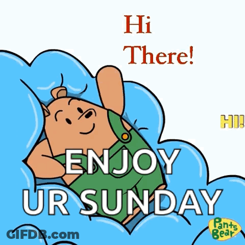Cartoon Bear Lying In Clouds Enjoying Sunday GIF