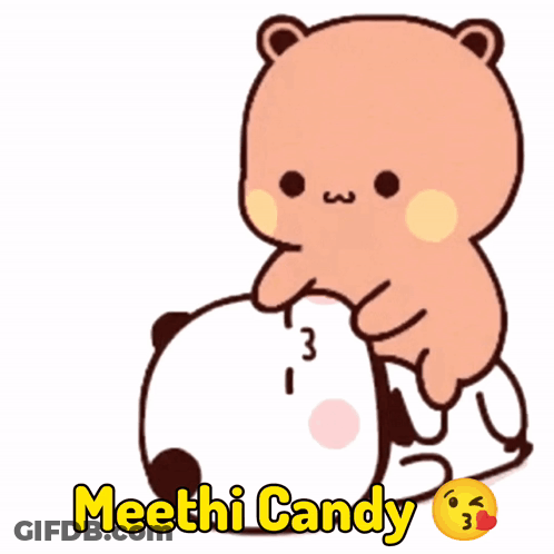 Cartoon Bear Lying On Another With Meethi Candy GIF