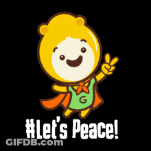 Cartoon Bear Peace Sign Let's Peace GIF