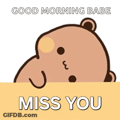 Cartoon Bear Peeking Saying Good Morning Babe Miss You GIF