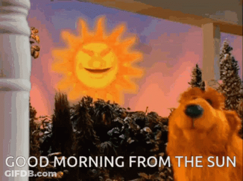 Cartoon Bear Saying Good Morning From Sun GIF