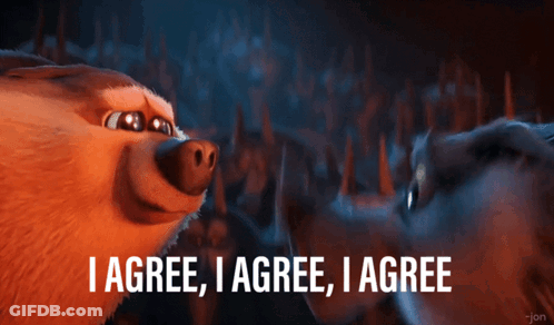 Cartoon Bear Saying I Agree I Agree I Agree GIF