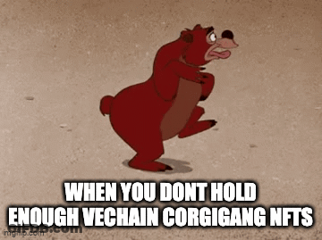 Cartoon Bear Saying When You Don't Hold Enough VeChain NFTs GIF