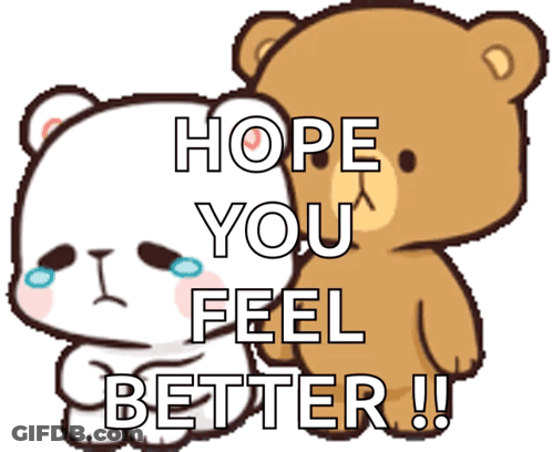 Cartoon Bear Says Hope You Feel Better To Another Bear GIF