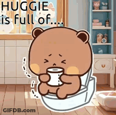 Cartoon Bear Sitting On Toilet GIF