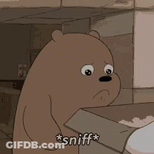 Cartoon Bear Sniffing Box GIF