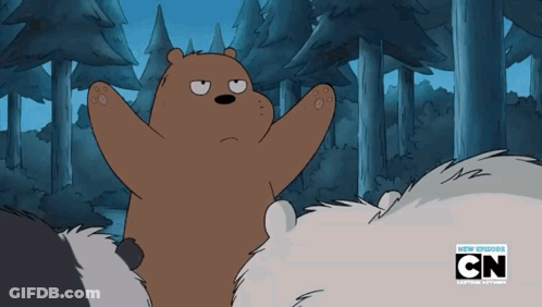 Cartoon Bear Standing In Forest With CN Logo GIF