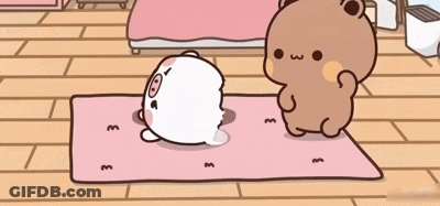 Cartoon Bear Standing Next To White Bear On Yoga Mat GIF