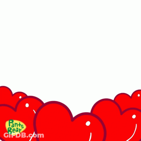 Cartoon Bear Surrounded By Red Hearts Pants Bear GIF