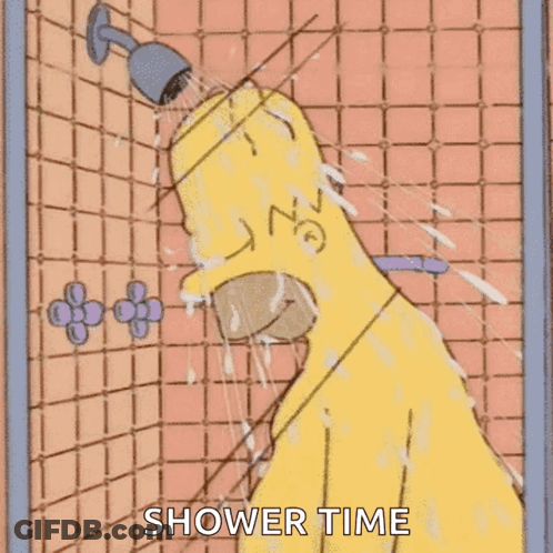 Cartoon Bear Taking Shower With Towel GIF