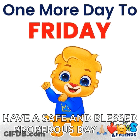 Cartoon Bear Thumbs Up One More Day To Friday GIF