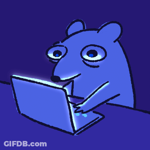 Cartoon Bear Using Laptop GIF