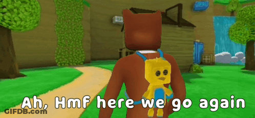 Cartoon Bear Walking With Teddy Bear GIF